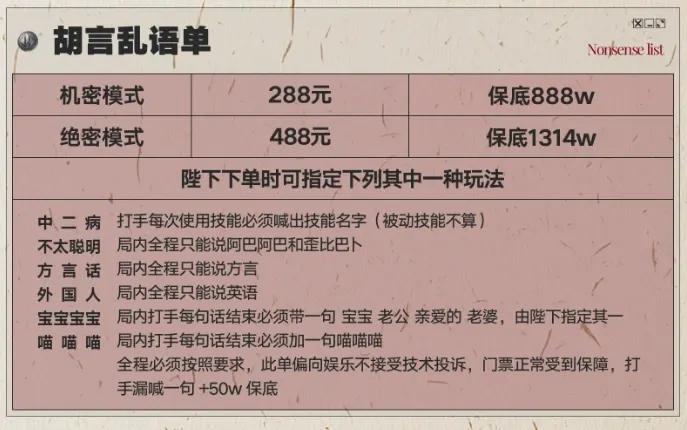 皇帝电竞胡言乱语单详情图片1