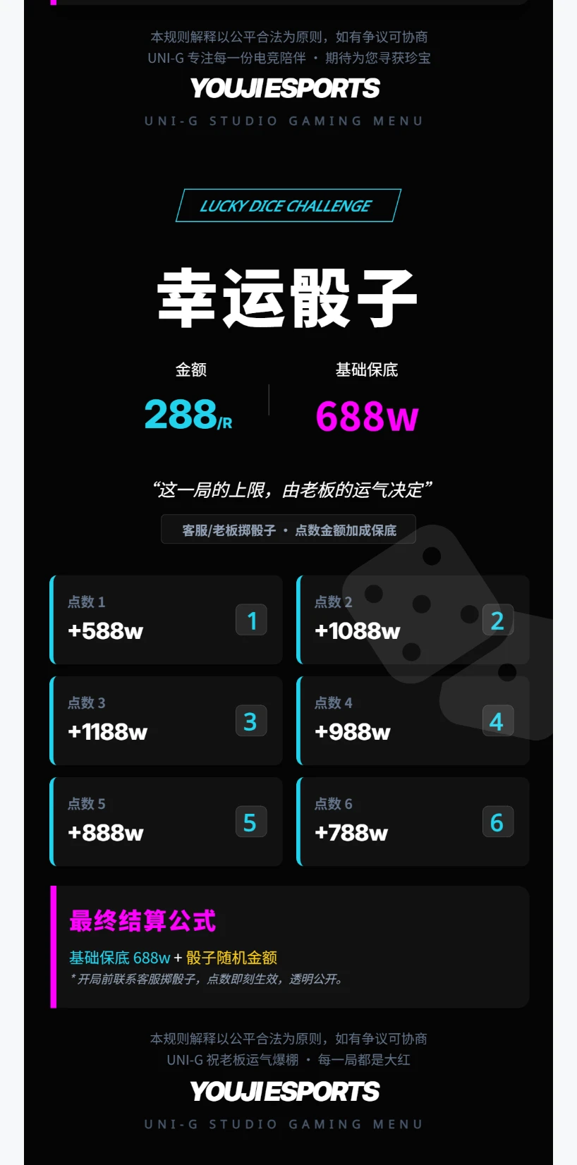 幸运骰子趣味单图片