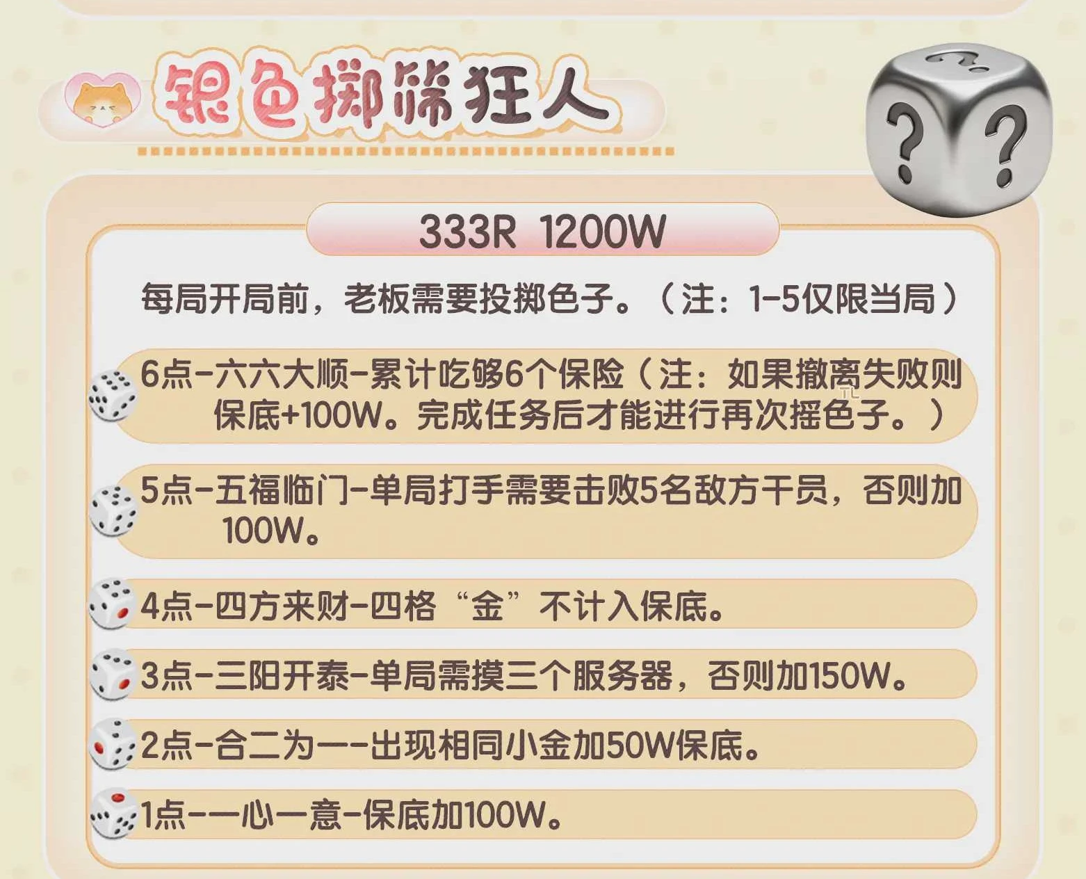 银色掷筛狂人趣味单图片