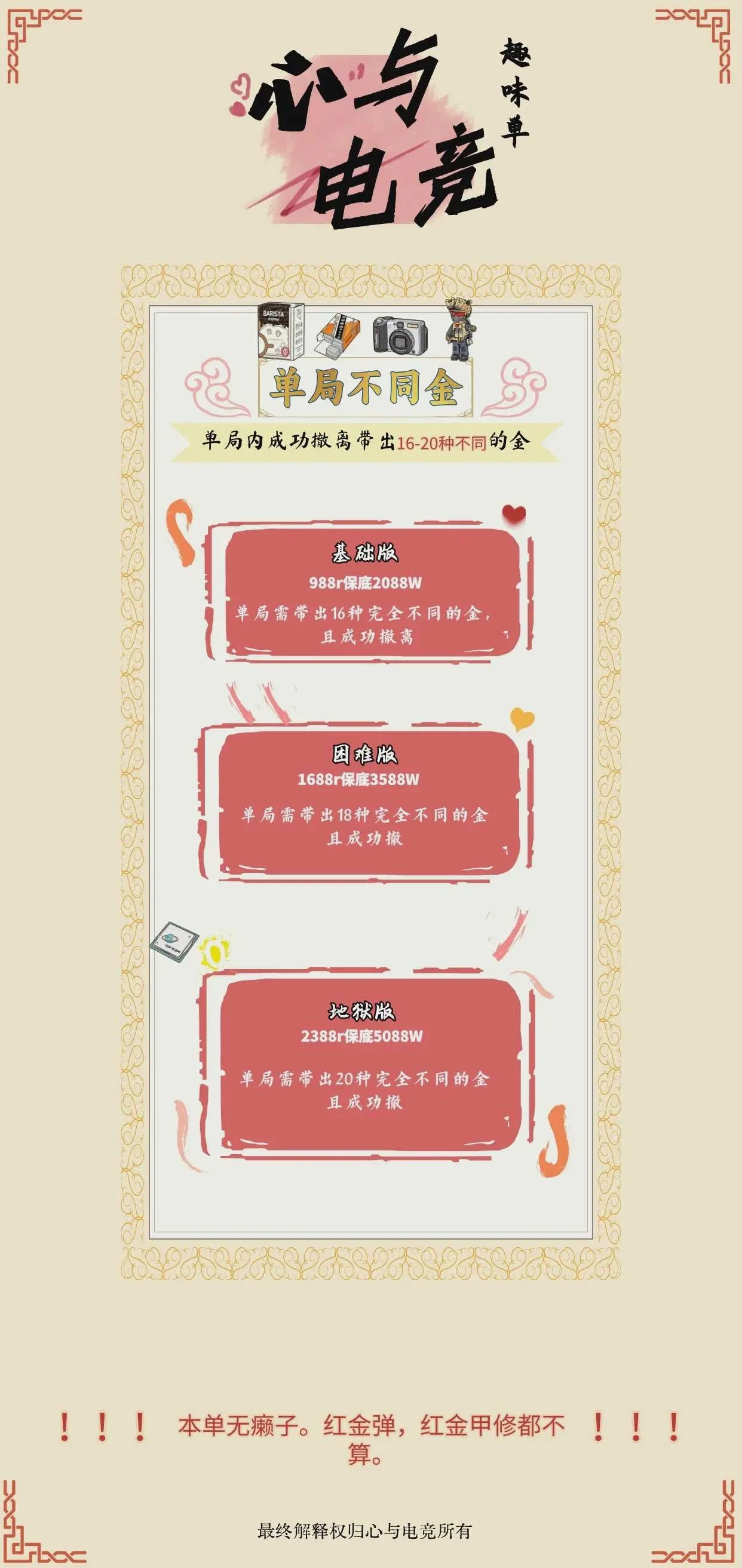 单局不同金趣味单图片