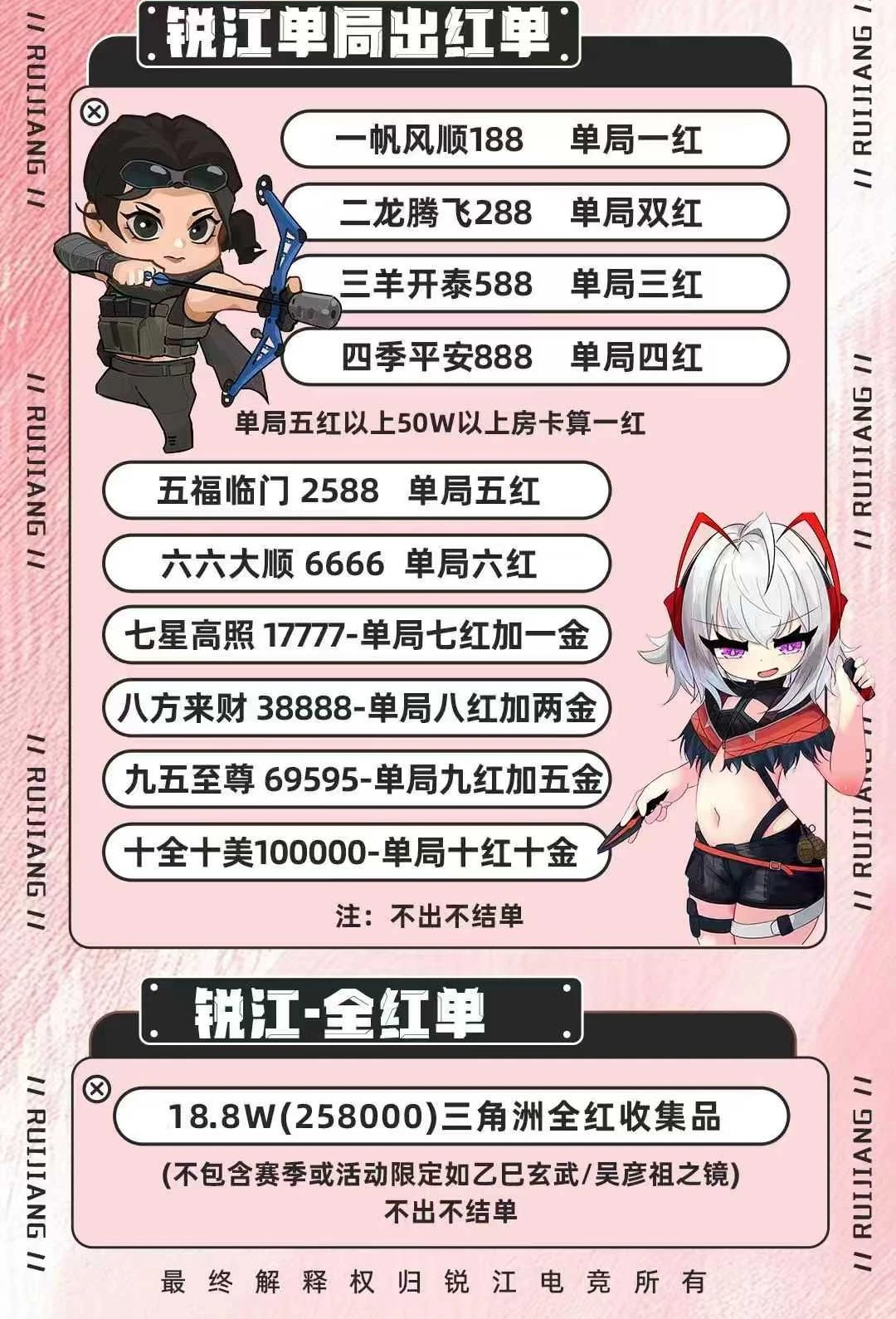 单局出红单趣味单图片